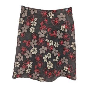 Hobbs Women Deep Purple Floral Print Pencil Cut Cotton Mini Skirt Size 10